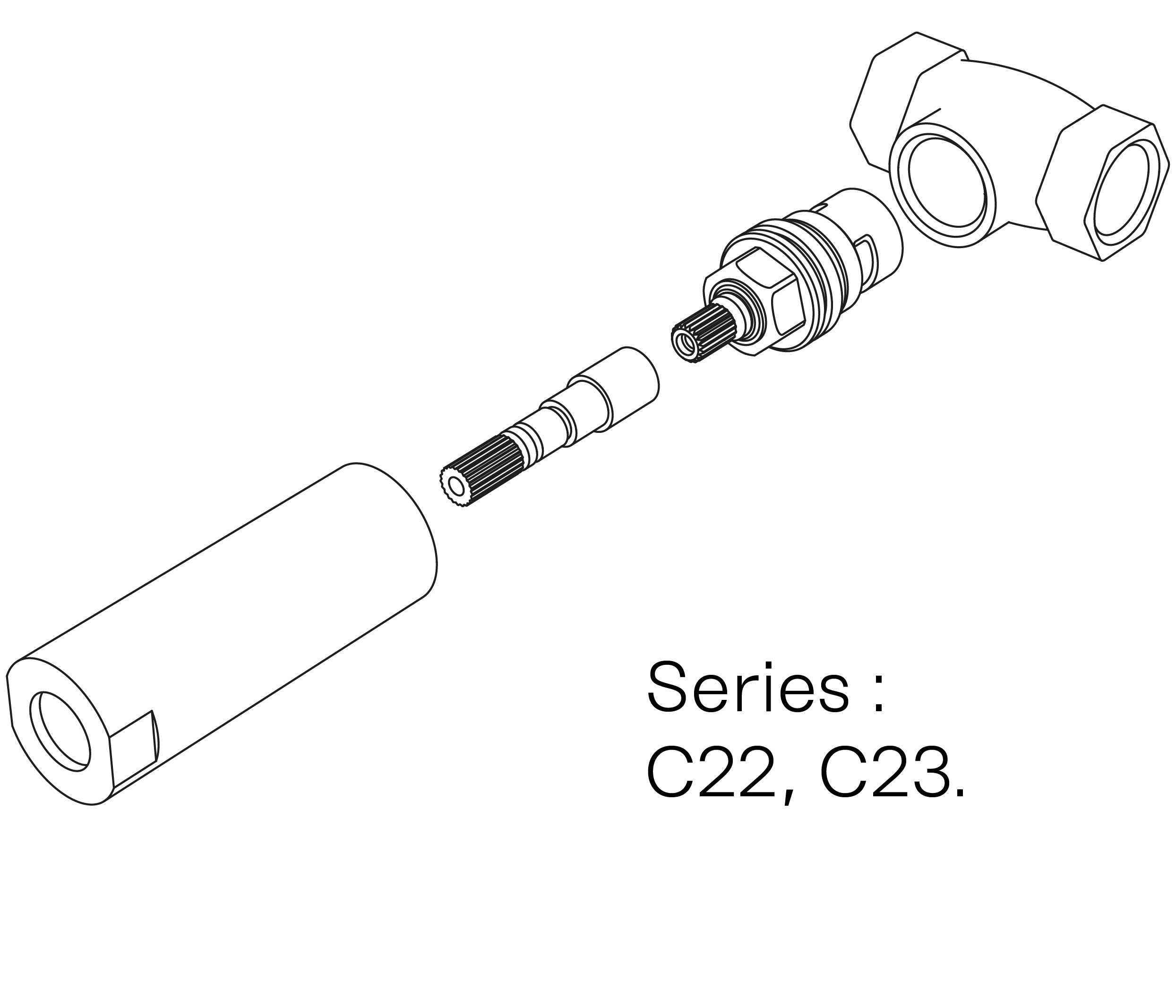 C00-21K28C Kit n°1 pour robinet d’arrêt 1/2 », 1/4 de tour, Droite