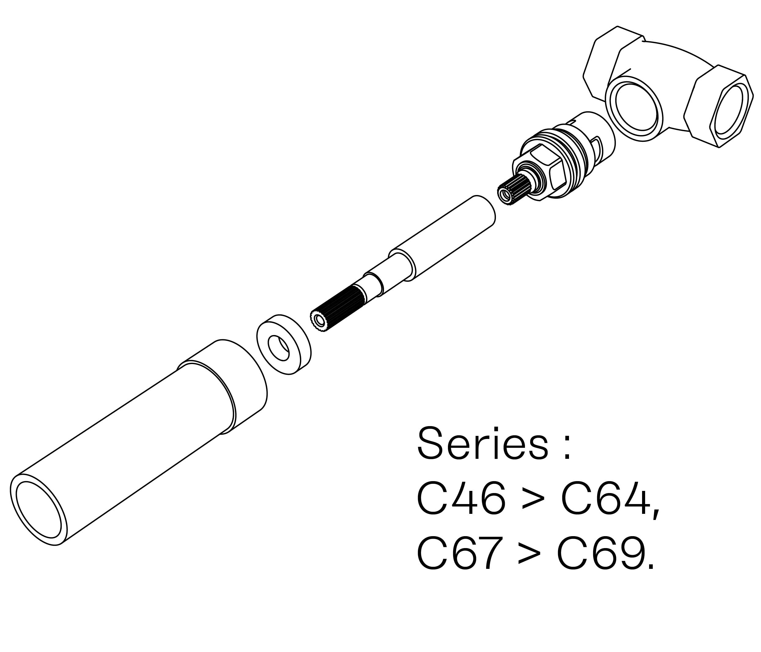 C00-22K28C Kit n°2 pour robinet d’arrêt 1/2 », 1/4 de tour, Droite