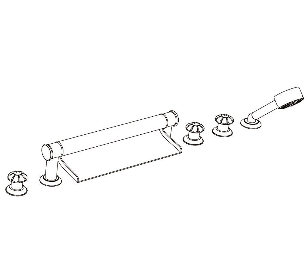 C34-3307 Rim mounted 6-hole mixer