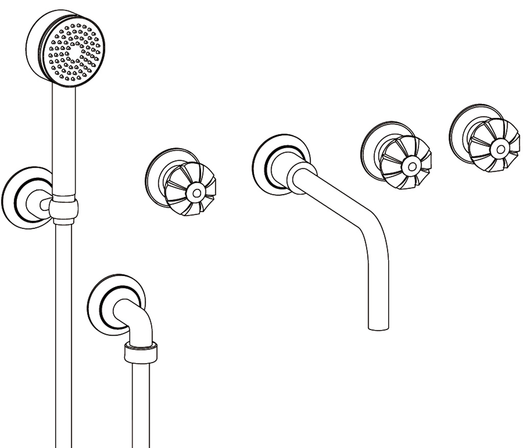 C34-3308 Wall mounted 5-hole bath mixer