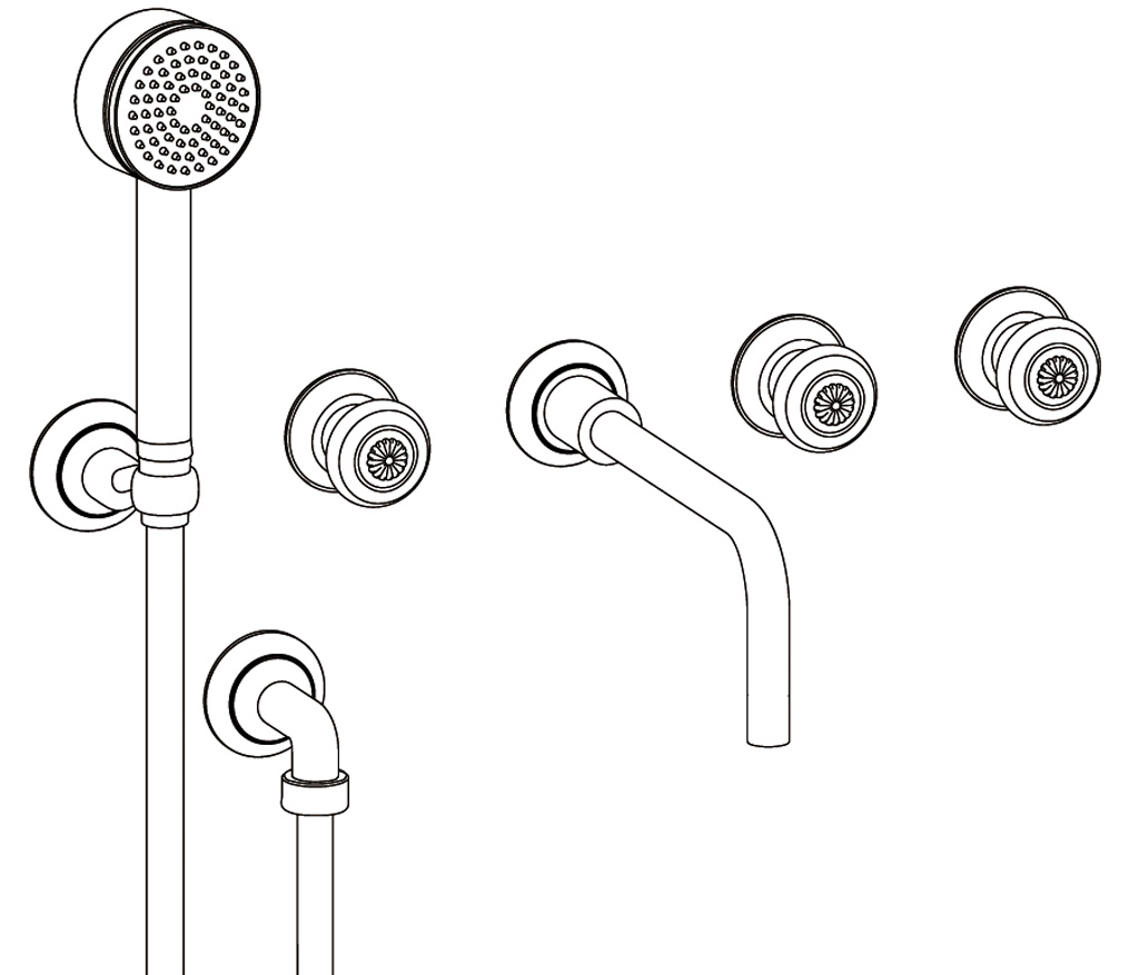 C36-3308 Wall mounted 5-hole bath mixer