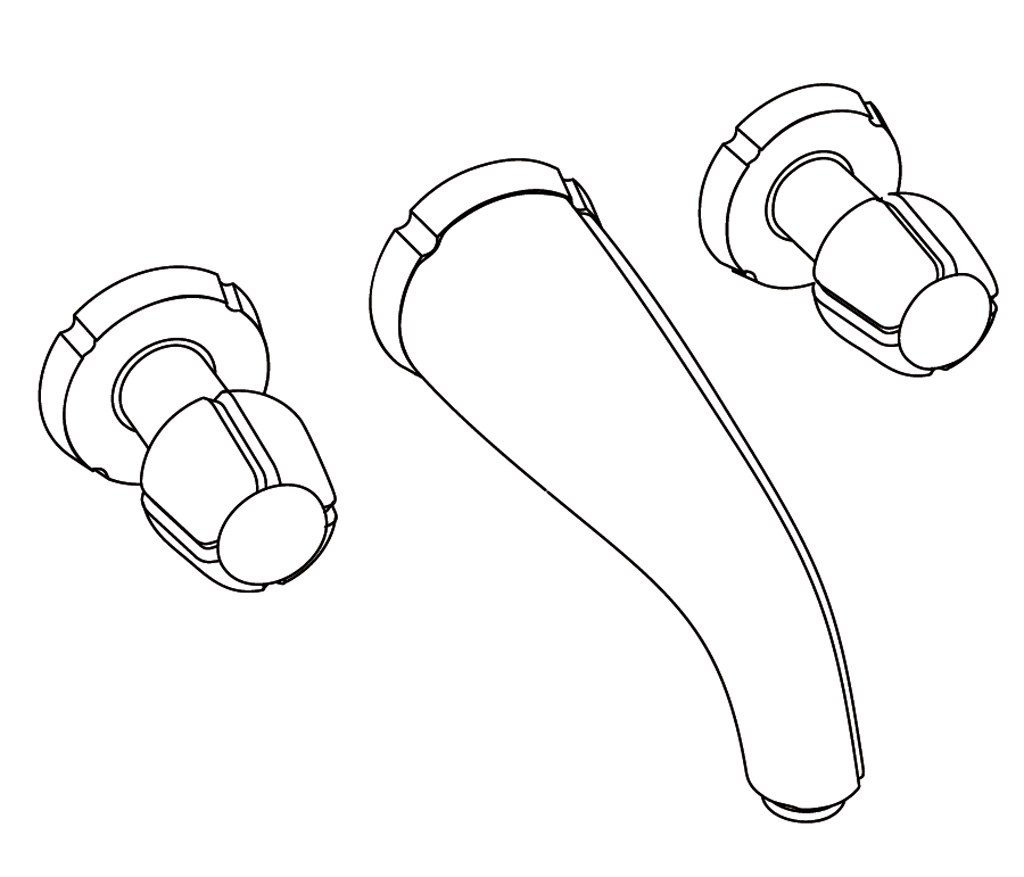 C41-3303 Wall mounted 3-hole bath mixer set