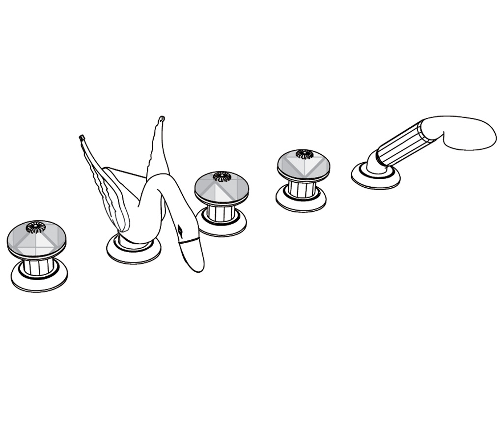 C45-3305 Rim mounted 5-hole mixer