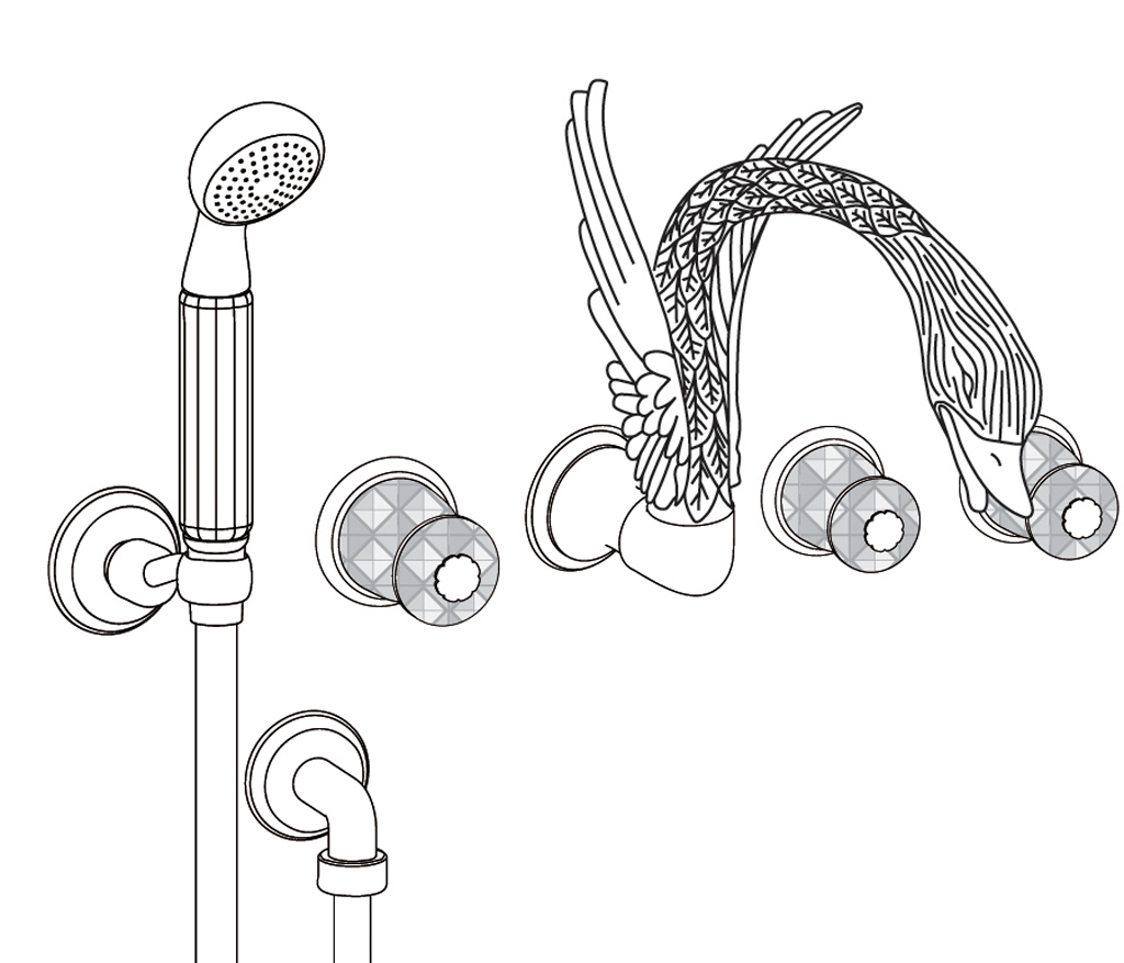 C46-3308 Wall mounted 5-hole bath mixer