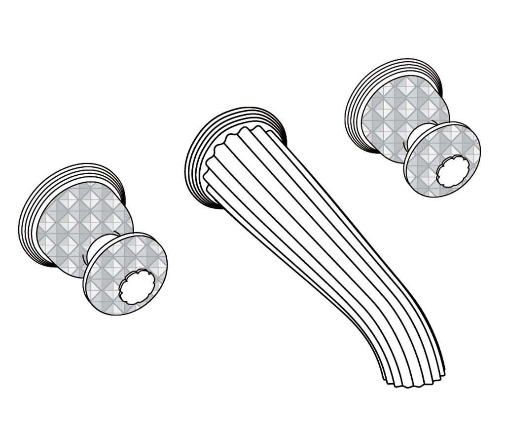 C47-3303 Wall mounted 3-hole bath mixer set