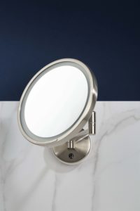Intemporel wall-mounted mirror with articulated arm, in Matt Nickel finish