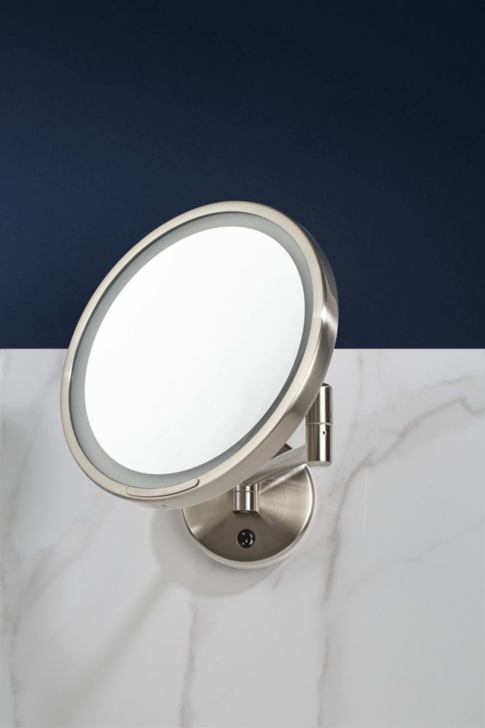 Intemporel wall-mounted mirror with articulated arm, in Matt Nickel finish