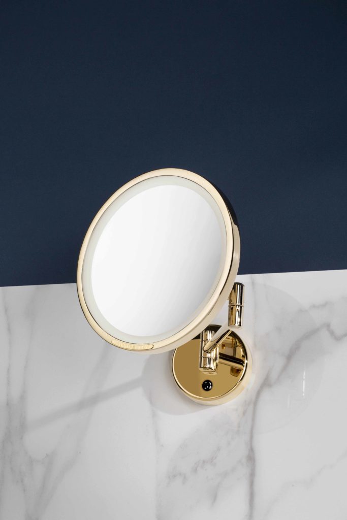 Miroir mural Intemporel avec bras articulé, finition Doré Brillant